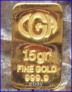 1 5 FIFTEEN GRAlN (NOT GRAM) 24K PURE 999.9 FINE GOLD BULLION MINTED BAR