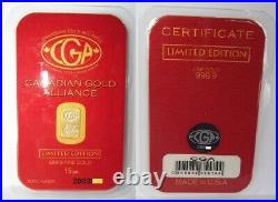 1 5 Grain (not Gram) Cga 24k Pure 999.9 Fine Gold Bullion Minted Limited Bar