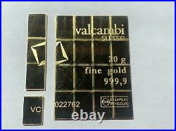1 GRAM GOLD, 1 GRAM PLATINUM, 10x 1-GRAMS SILVER 999 FINE VALCAMBI SWISS BULLION