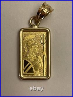 1 Gm Gold Bar 999.9 Fine Britannia From The Royal Mint In 14kt Gold Bezel 1 Gm Gold Bar 999.9 Fine Britannia From The Royal Mint In 14kt Gold Bezel