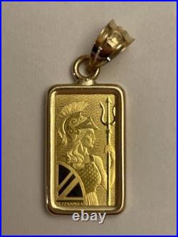 1 Gm Gold Bar 999.9 Fine Britannia From The Royal Mint In 14kt Gold Bezel 1 Gm Gold Bar 999.9 Fine Britannia From The Royal Mint In 14kt Gold Bezel