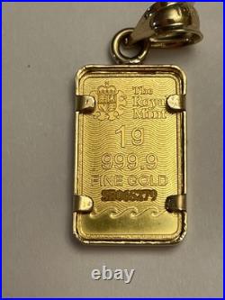 1 Gm Gold Bar 999.9 Fine Britannia From The Royal Mint In 14kt Gold Bezel 1 Gm Gold Bar 999.9 Fine Britannia From The Royal Mint In 14kt Gold Bezel