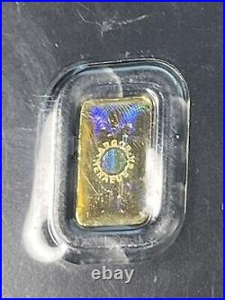 1 Gram. 9999 Fine Gold Bar Argor-Heraeus (In Assay) Swiss HOLO Back Kinebar