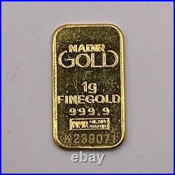 1 Gram. 9999 Fine Gold Bar Nadir Gold Genuine Karatbars