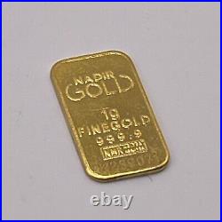 1 Gram. 9999 Fine Gold Bar Nadir Gold Karatbars