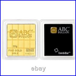 1 Gram 999.9 Fine Solid Gold CombiBar ABC Minted Bullion Investment Ingot Bar