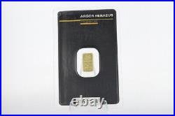 1 Gram Argor-Heraeus Kinebar 999.9 Fine Gold Bar Switzerland Certified Assayer