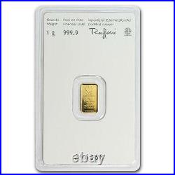 1 Gram Austrian Mint Hologram Kinebar Solid Fine 999.9 Gold Bullion Bar Sealed
