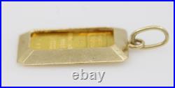 1 Gram Credit Sussie 0.9999 Fine Gold Bar in 14k Bezel Pendant