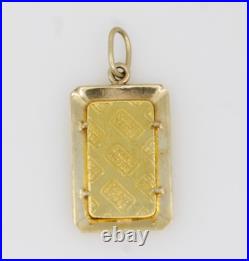 1 Gram Credit Sussie 0.9999 Fine Gold Bar in 14k Bezel Pendant