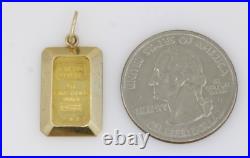 1 Gram Credit Sussie 0.9999 Fine Gold Bar in 14k Bezel Pendant