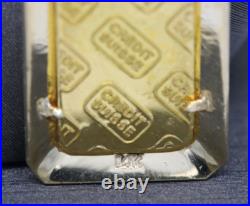 1 Gram Credit Sussie 0.9999 Fine Gold Bar in 14k Bezel Pendant