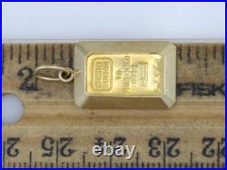 1 Gram Credit Sussie 0.9999 Fine Gold Bar in 14k Bezel Pendant