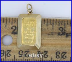 1 Gram Credit Sussie 0.9999 Fine Gold Bar in 14k Bezel Pendant