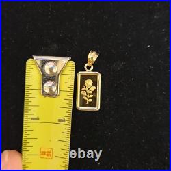 1 Gram Fine Gold Rose Pamp Swiss Gold Bar. 999 Fine in 14k Bezel Pendant