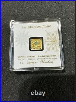 1-Gram Geiger (New Design) Merry Christmas Gold Bar 999.9 Fine In Assay Gift