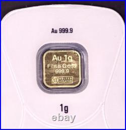 1 Gram Gold Argor Heraeus Goldseed Bar 1g. 9999 Fine Gold In Assay