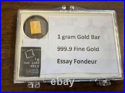 1 Gram Gold Bar Essay Fondeur 0.9999 Fineness In Assay