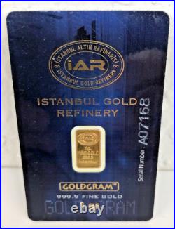 1 Gram Gold Bar Istanbul Gold Refinery Iar 999.9 Fine Sealed Assay Gold