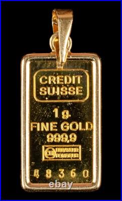 1 Gram Gold Bar Pamp Suisse 999.9 Fine In 14k Gold Bezel Serial #48360 NEW 1 Gram Gold Bar Pamp Suisse 999.9 Fine In 14k Gold Bezel Serial #48360 NEW