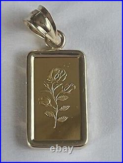 1 Gram Gold Bar Pamp Suisse 999.9 Fine Rosa Rosa In 14k Gold Bezel Hard To Find