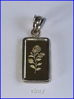 1 Gram Gold Bar Pamp Suisse 999.9 Fine Rosa Rosa In 14k Gold Bezel Hard To Find