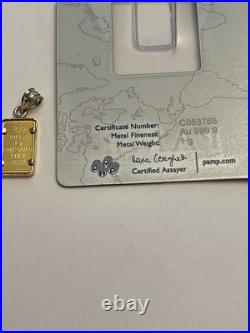 1 Gram Gold Bar Pamp Suisse 999.9 Fine Rosa Rosa In 14k Gold Bezel Hard To Find