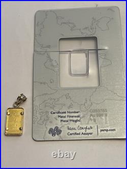 1 Gram Gold Bar Pamp Suisse 999.9 Fine Rosa Rosa In 14k Gold Bezel Hard To Find