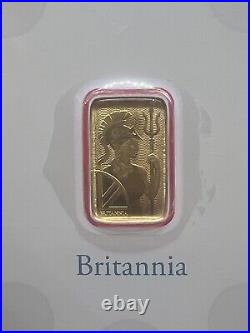 1 Gram Gold Royal Mint U. K. Britannia Gold Bar 999.9 Fine Sealed in Assay Card