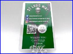 1 Gram Hand Poured Gold Bar 999 Fine St Patrick's Day 2022 By St Louis STL Mint