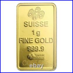 1 Gram PAMP Suisse 9999 Fine Gold Lady Fortuna Prosperity Bar Sealed Assay Card