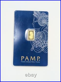 1 Gram PAMP Suisse 999,9 Fine Gold Bar Sealed in Assay Card