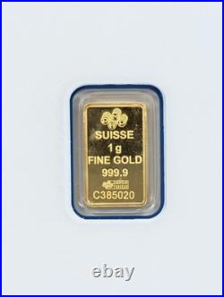 1 Gram PAMP Suisse 999,9 Fine Gold Bar Sealed in Assay Card