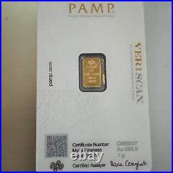 1 Gram PAMP Suisse Lady Fortuna 999,9 Fine Gold Bar Sealed in Assay Card 866007 1 Gram PAMP Suisse Lady Fortuna 999,9 Fine Gold Bar Sealed in Assay Card 866007