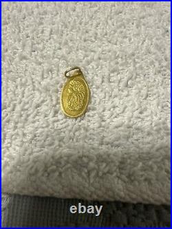 1 Gram PAMP Suisse Lady Fortuna 999,9 Fine Gold Oval Vintage Bar Pendant