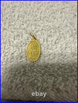 1 Gram PAMP Suisse Lady Fortuna 999,9 Fine Gold Oval Vintage Bar Pendant