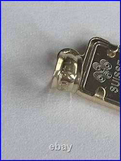 1 Gram Pamp Palladium Bar 999.5 Fine Lady Fortuna In A 14k Gold Bezel Pendant