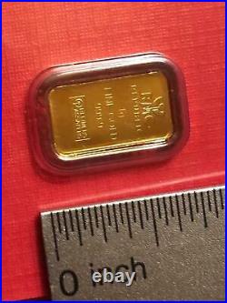 1 Gram Republic Metals Corp 999.9 Fine Gold Bar in Certified Assay Card