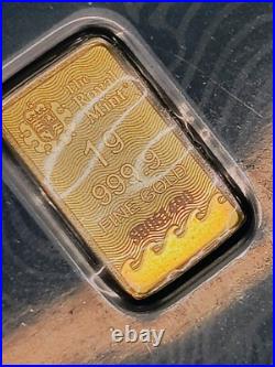 1 Gram Solid 24ct Gold Bar 999.9 Pure Fine Bullion Royal Mint COA Sealed