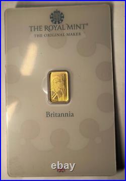 1 Gram Solid 24ct Gold Bar 999.9 Pure Fine Bullion Royal Mint COA Sealed