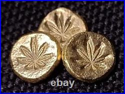 1 Gram Solid 24ct Gold Cannabis Bar 999.9 Fine Pure Bullion AU Ganja Weed 420