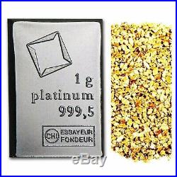 1 Gram Valcambi. 9995 Fine Platinum Bar + 10 Piece Alaskan Pure Gold Nuggets