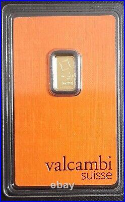 1 Gram Valcambi Suisse. 9999 Fine Gold Bar in Assay