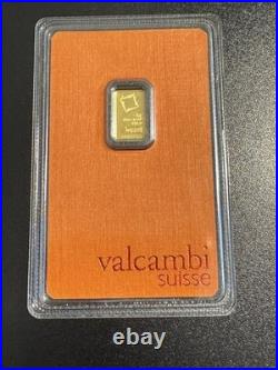 1 Gram Valcambi Suisse. 9999 Fine Gold Bar in Assay 1 Gram Valcambi Suisse. 9999 Fine Gold Bar in Assay
