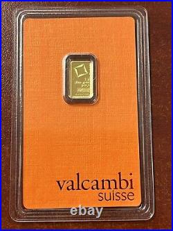 1 Gram Valcambi Suisse. 9999 Fine Gold Bar in Assay