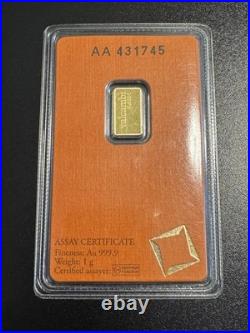 1 Gram Valcambi Suisse. 9999 Fine Gold Bar in Assay 1 Gram Valcambi Suisse. 9999 Fine Gold Bar in Assay