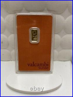 1 Gram Valcambi Suisse. 9999 Fine Gold Bar in Assay Card In Stock