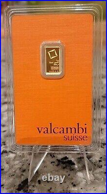 1 Gram Valcambi Suisse. 9999 Fine Gold Bar in Assay Card In Stock