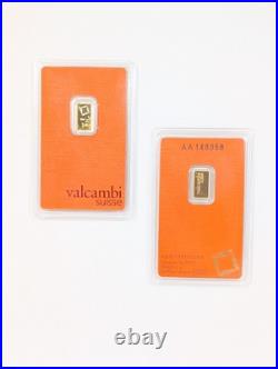 1 Gram Valcambi Suisse 999,9 Fine Gold Bar Sealed in Assay Card 1 Gram Valcambi Suisse 999,9 Fine Gold Bar Sealed in Assay Card
