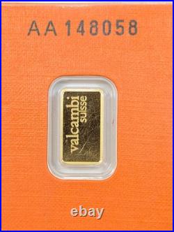 1 Gram Valcambi Suisse 999,9 Fine Gold Bar Sealed in Assay Card 1 Gram Valcambi Suisse 999,9 Fine Gold Bar Sealed in Assay Card